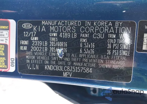 2018 Kia Niro Lx from USA, damaged, VIN KNDCB3LC8J5157584